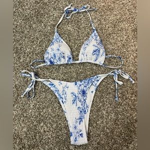 *SOLD* SHEIN Random Floral Print Smocked Tie Side Bikini Swimsuit Size S